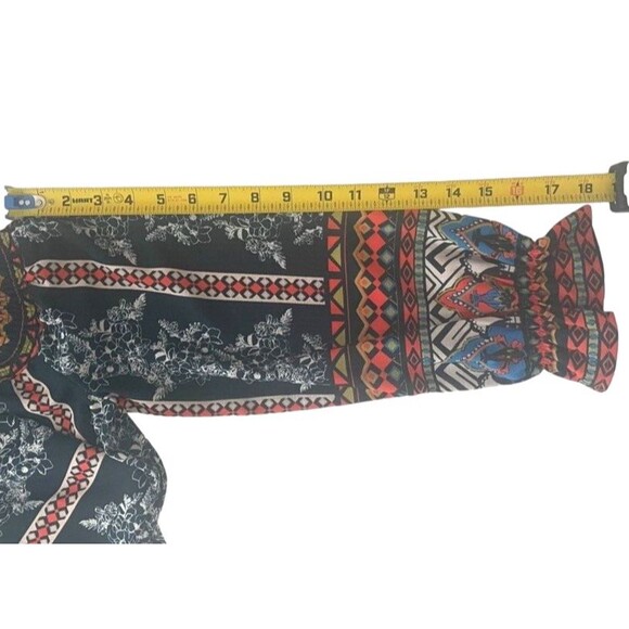 Jealous Tomato Off Shoulder LS Dress Aztec Floral Boho Artsy SMALL Above Knee - Picture 11 of 13